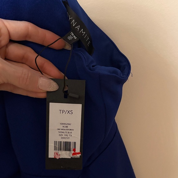 Dynamite Royal Blue One-Shoulder Dress - Picture 2 of 5